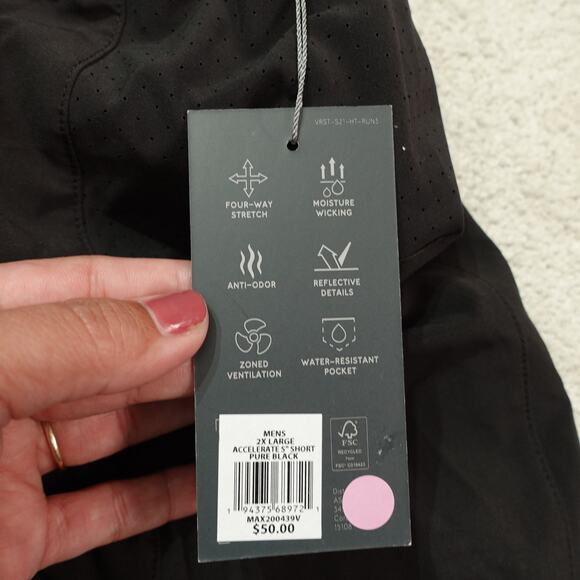 NWT VRST Mens 5” Accelerate Running Short Classic Fit Mid-Rise Pure Black Sz 2XL - Picture 7 of 9